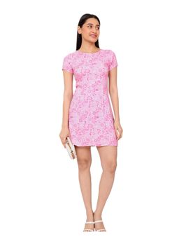True West - Women Pink Half Sleeve Mini Dress