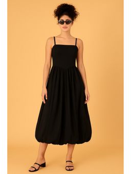 NOBARR - Women Cotton Black Balloon Midi Dress