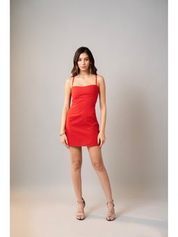 True West - Women Red Sleeveless Mini Bodycon Dress