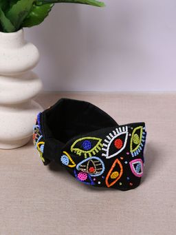 FUNKRAFTS - Black Knotted Beads Embellished Hair Band (7-12 Years)