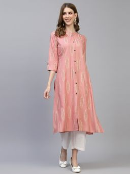 Stylum - Womens Block Printed Rayon A-line Kurta