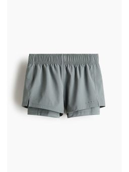 H&M - Girls Grey Double-Layered Running Shorts With Drymove