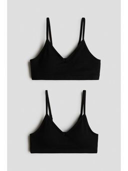 H&M - Girls Black 2-Pack Padded Crop Tops