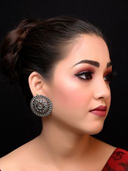 AG'S - Cristina Silver Oxidised Tops With Mint Green Stone