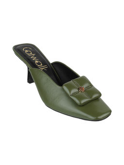 Catwalk - Women Square Toe Green Heeled Mules