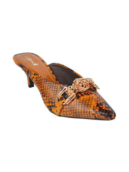 Catwalk - Women Pointed Toe Brown Heeled Mules