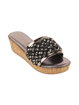 Catwalk - Women Round Toe Silver Wedges