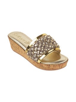 Catwalk - Women Round Toe Gold Wedges