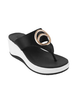 Catwalk - Women Round Toe Black Heeled Sandals