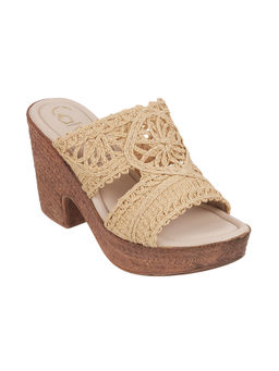 Catwalk - Women Round Toe Beige Heeled Sandals