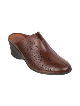 Catwalk - Women Round Toe Brown Heeled Mules