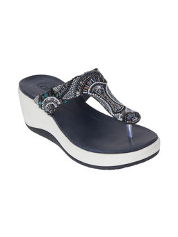 Catwalk - Women Round Toe Black Heeled Sandals