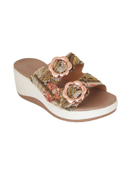 Catwalk - Women Round Toe Gold Heeled Sandals
