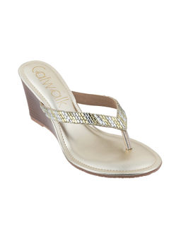 Catwalk - Women Round Toe Gold Heeled Sandals