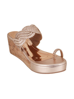 Catwalk - Women Round Toe Rose Gold Wedges