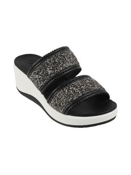 Catwalk - Women Round Toe Black Heeled Sandals