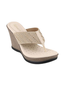 Catwalk - Women Round Toe Beige Wedges