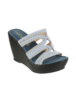 Catwalk - Women Round Toe Blue Wedges