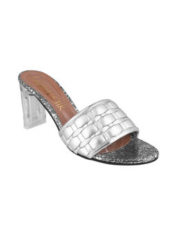 Catwalk - Women Round Toe Silver Heeled Sandals