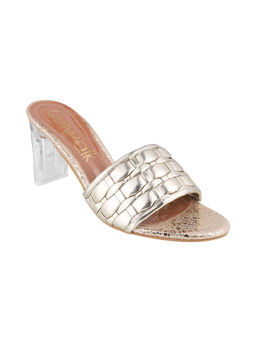 Catwalk - Women Round Toe Gold Heeled Sandals