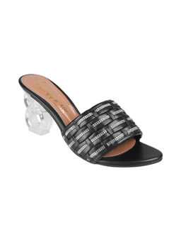 Catwalk - Women Round Toe Black Heeled Sandals