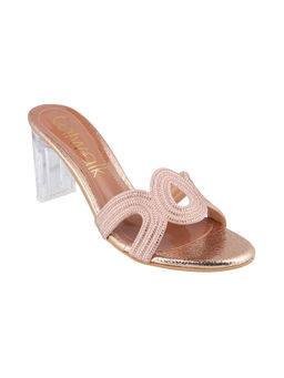 Catwalk - Women Round Toe Rose Gold Heeled Sandals