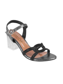 Catwalk - Women Round Toe Black Heeled Sandals