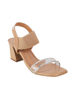 Catwalk - Women Square Toe Beige Heeled Sandals