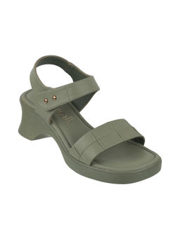 Catwalk - Women Square Toe Green Heeled Sandals