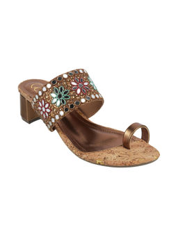 Catwalk - Women Round Toe Brown Heeled Sandals