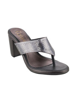Catwalk - Women Round Toe Silver Heeled Sandals