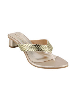 Catwalk - Women Round Toe Gold Heeled Sandals