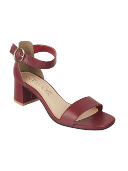 Catwalk - Women Square Toe Maroon Heeled Sandals
