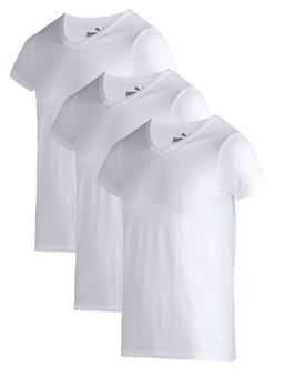 Puma - Basic V Neck Mens White Vest (Pack of 3)