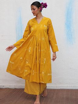 Chidiyaa - Dahlia Block Printed Cotton Kurta with Pant