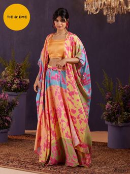 Gajra Gang - Rangeen Gypsy Multi-Color Shibori Print Front Open Shrug GGJCK03