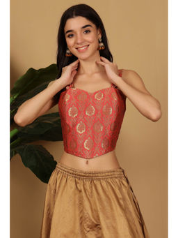 Kaanchie Nanggia - Women Red Woven Crop Top
