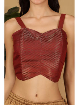 Kaanchie Nanggia - Women Maroon Woven Crop Top