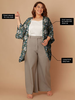 Zink London - Womens Multi-Color Floral Print Peplum Shrug