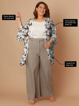 Zink London - Women Blue Printed Peplum Shrug