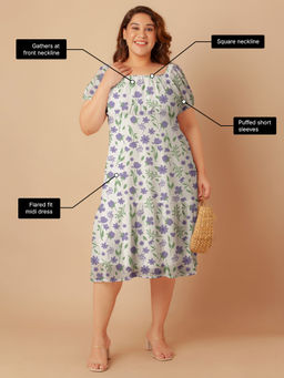 Zink London - Women White Floral Print Empire Midi Dress