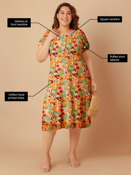 Zink London - Women Multi-Colored Floral Print Empire Midi Dress