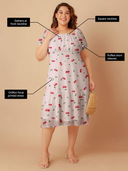 Zink London - Women Baby Pink Floral Print Empire Midi Dress