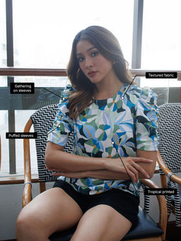 Zink London - Womens Multi-Color Printed Straight Top