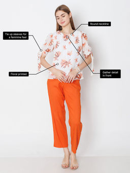 Zink London - Womens White Printed Basic Top