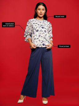 Zink London - Womens White Floral Basic Top