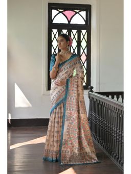 NIKATT - Teal Soft Tussar Silk Saree with Unstitched Blouse