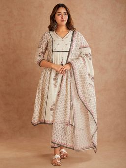 SHAABA CLOTHING - Black Printed Kurta with Slip, Pant and Dupatta