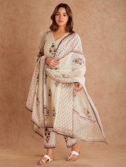 SHAABA CLOTHING - Black Printed Kurta with Slip, Pant and Dupatta