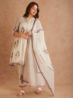 SHAABA CLOTHING - Black Printed Kurta with Slip, Pant and Dupatta